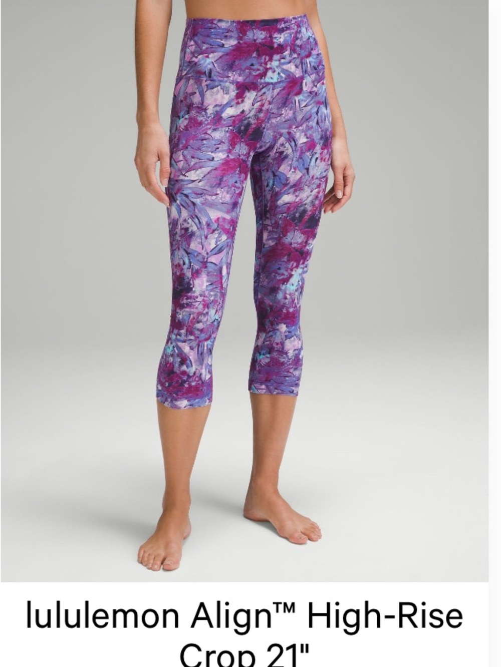 lululemon Aline High-Rise Crop 21” in Purple Marble Print